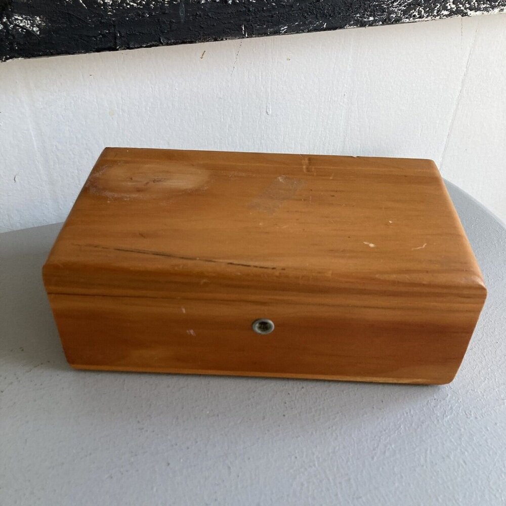 Vintage Lane Cedar Chest Jewelry Trinket Stash Box Rustic Age No Key